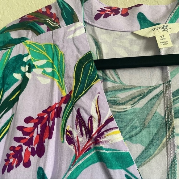 Terra & Sky woman plus size tropical dress 0X/14W  midi summer casual comfort - Picture 8 of 11